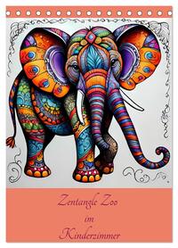 Zentangle Zoo im Kinderzimmer (Tischkalender 2026 DIN A5 hoch), CALVENDO Monatskalender