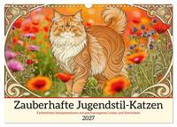Zauberhafte Jugendstil-Katzen (Wandkalender 2027 DIN A3 quer), CALVENDO Monatskalender