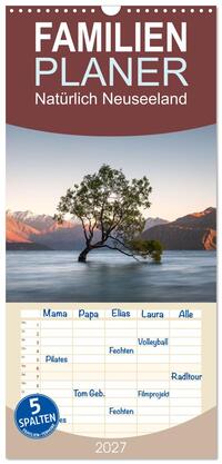 Familienplaner 2027 - Natürlich Neuseeland mit 5 Spalten (Wandkalender, 21 x 45 cm) CALVENDO